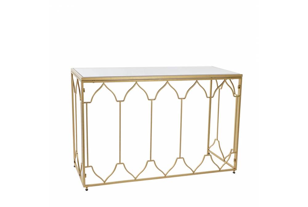 CONSOLA METAL ESPECJO DORADO 120x40x78 CM - Móveis de entrada 