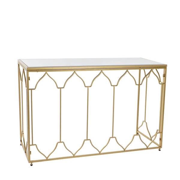 CONSOLA METAL ESPECJO DORADO 120x40x78 CM - Móveis de entrada 