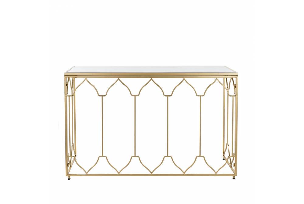 CONSOLA METAL ESPECJO DORADO 120x40x78 CM - Móveis de entrada 