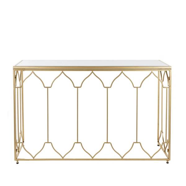 CONSOLA METAL ESPECJO DORADO 120x40x78 CM - Móveis de entrada 