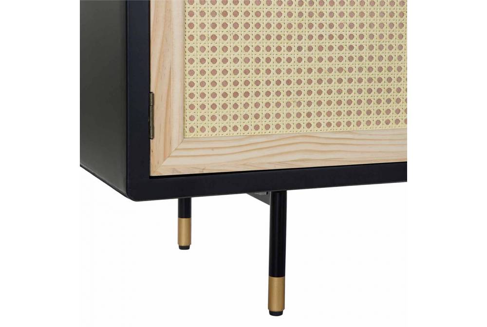 MUEBLE TV PINO RATAN NEGRO 160X44X55 - Móveis de TV 