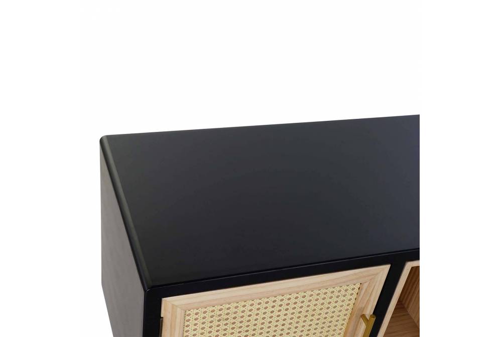 MUEBLE TV PINO RATAN NEGRO 160X44X55 - Móveis de TV 