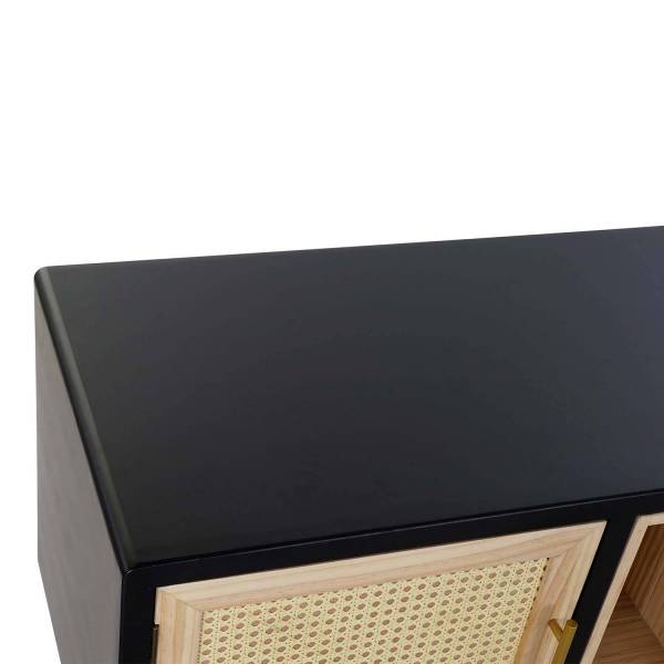 MUEBLE TV PINO RATAN NEGRO 160X44X55 - Móveis de TV 