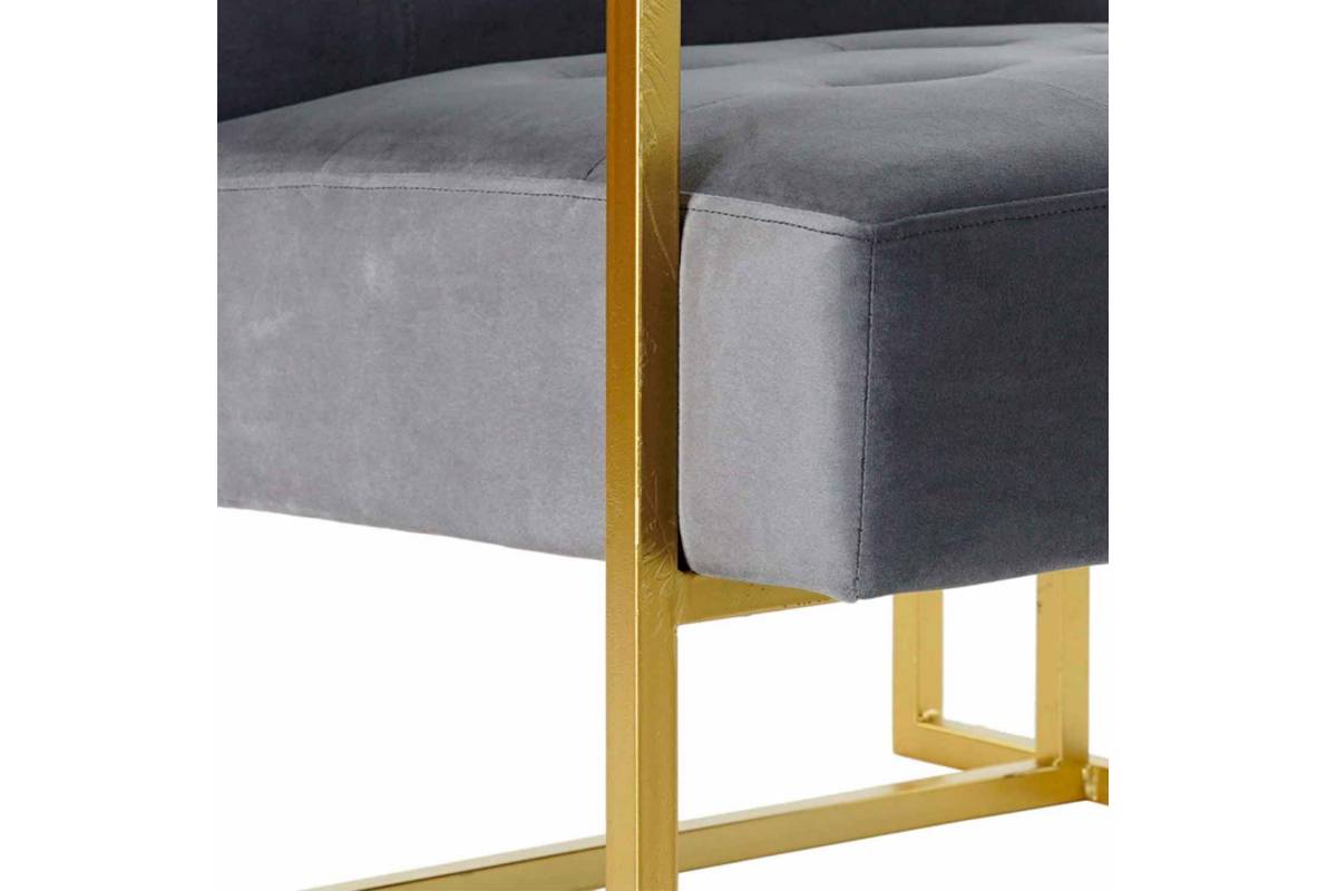 POLTRONA VELUDO CINZA  METAL DOURADO DE 67X70X76