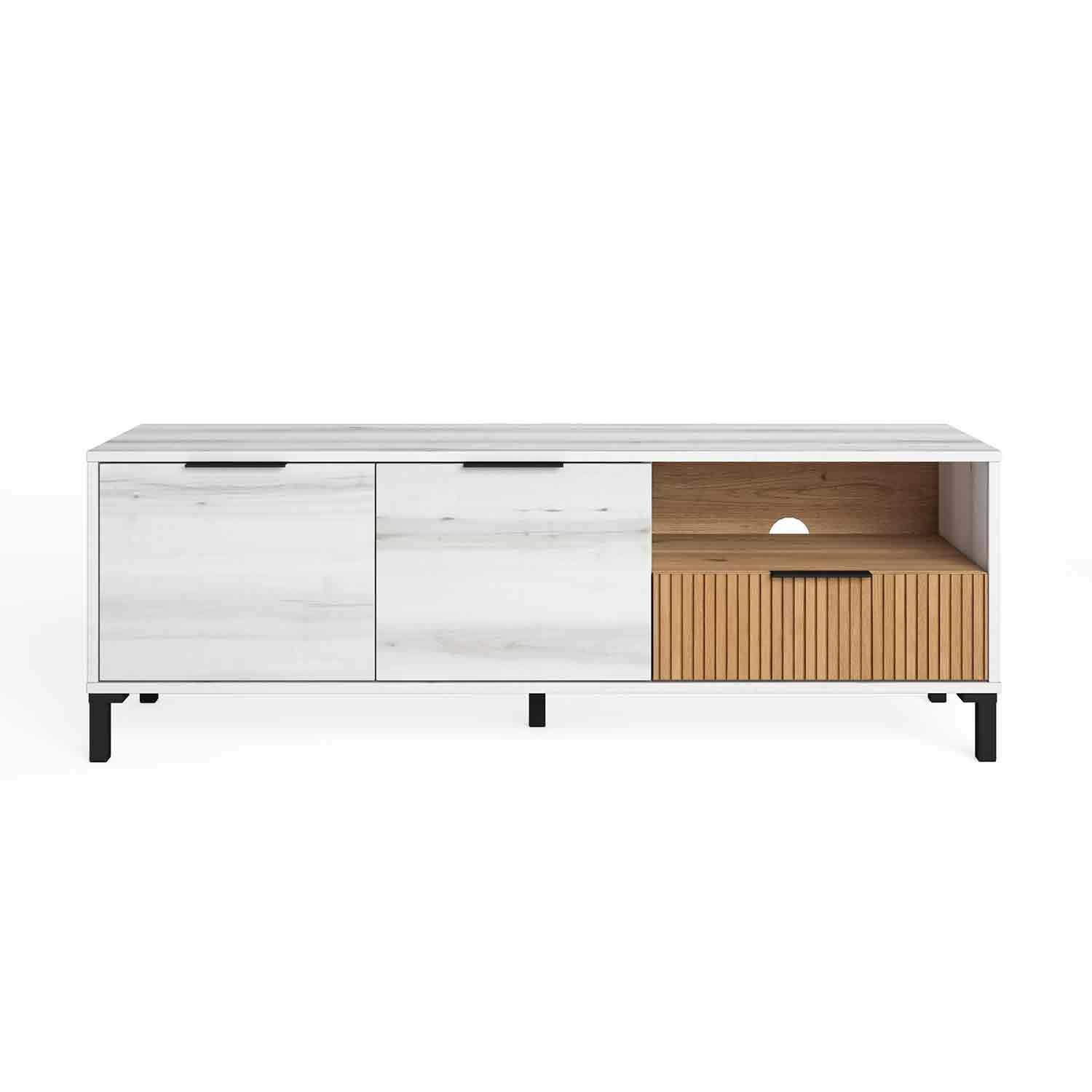 MÓVEL TV TOKIO 2 PORTAS 1 GAVETA E ESPAÇO 137X47CM COR BRANCO NÓRDICO/HAYA - Móveis de TV 